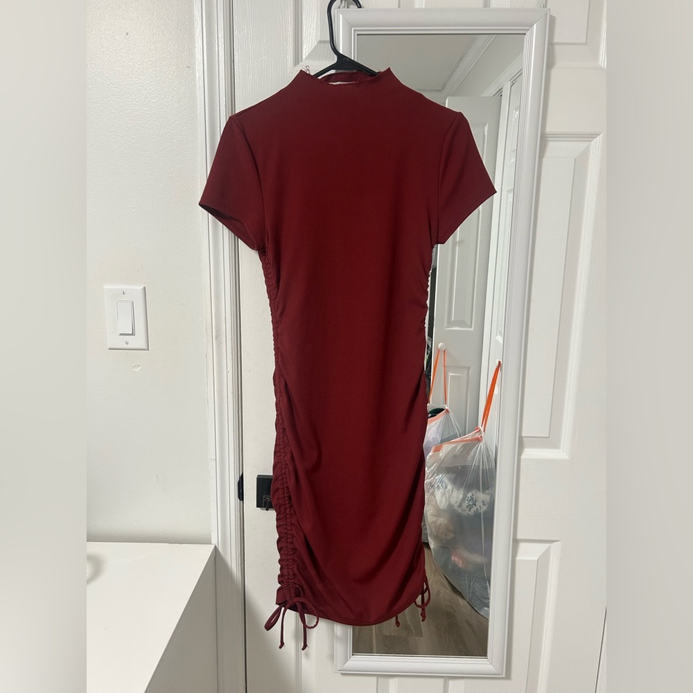 Almost famous wine (rumba red) ribbed bodycon dress, size L